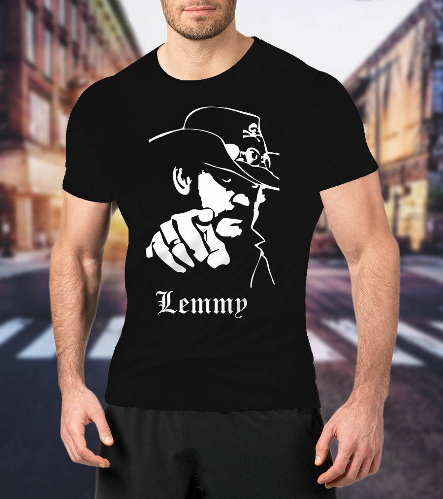 Lemmy Kilmister Memorial Tribute Iconic Figure With Hat And Crossbones T-Shirt