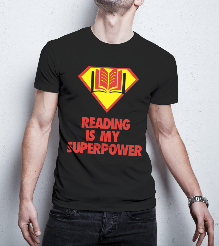 Reading Is My Superpower Book Emblem Hero T-Shirt