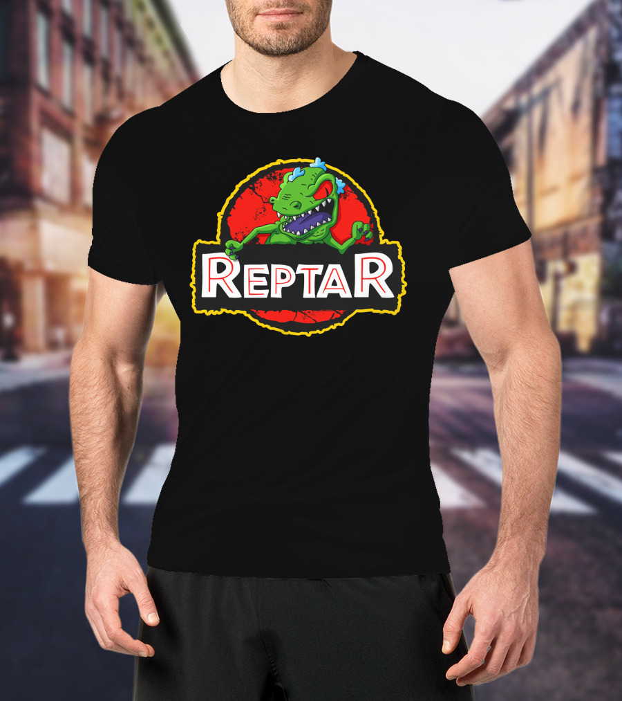 Reptar Dinosaur Red Circle Background Rugrats 90s Nickelodeon T-Shirt