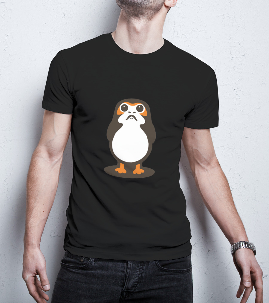 Retro Galactic Penguin Meets Porg T-Shirt