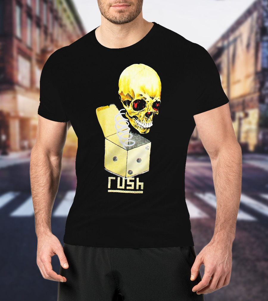 Rush Pushead Skull Springing From Dice Box T-Shirt