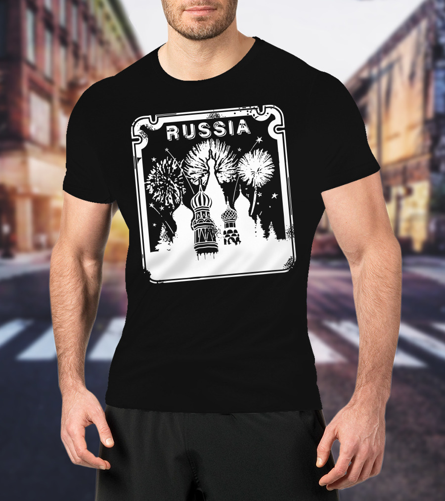 Russia Saint Basil's Cathedral Fireworks T-Shirt