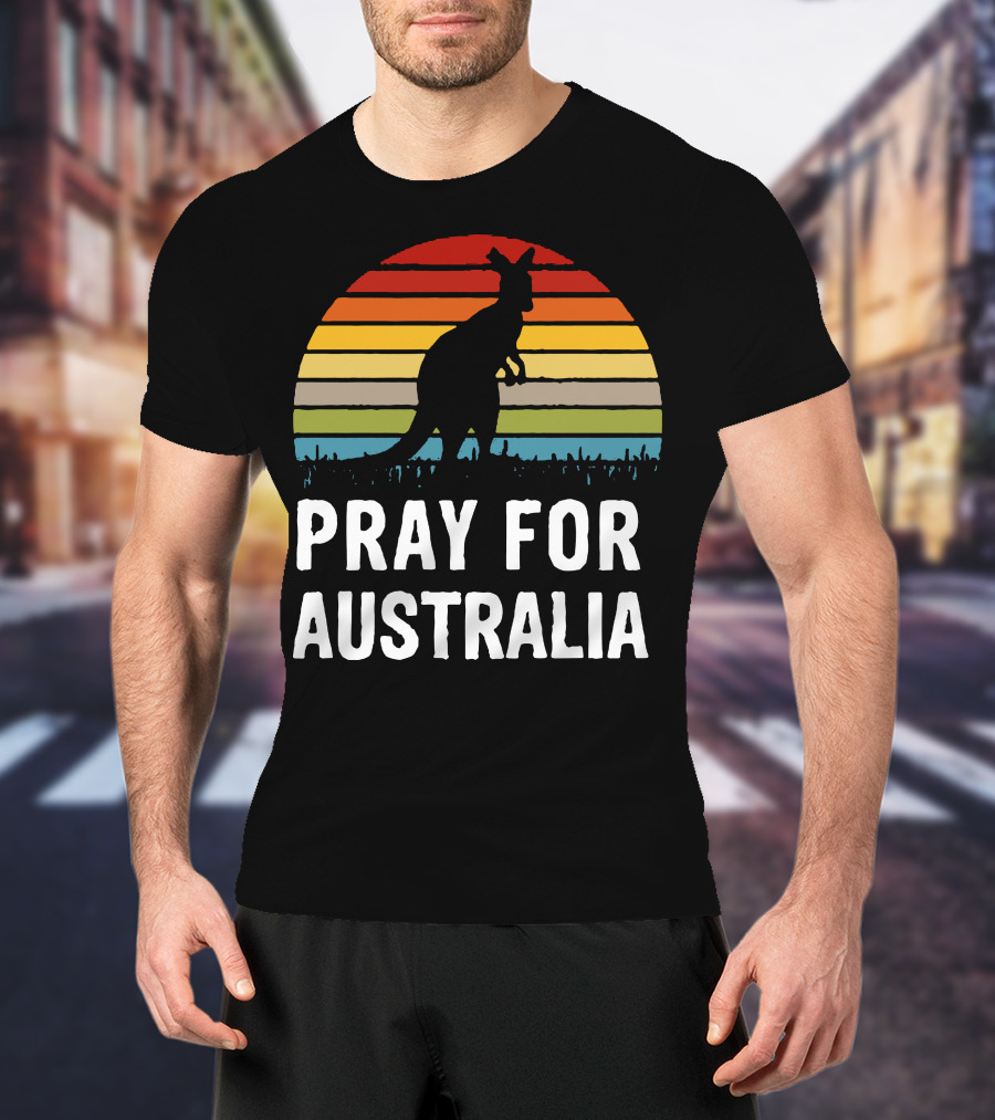 Pray For Australia Kangaroo Sunset T-Shirt