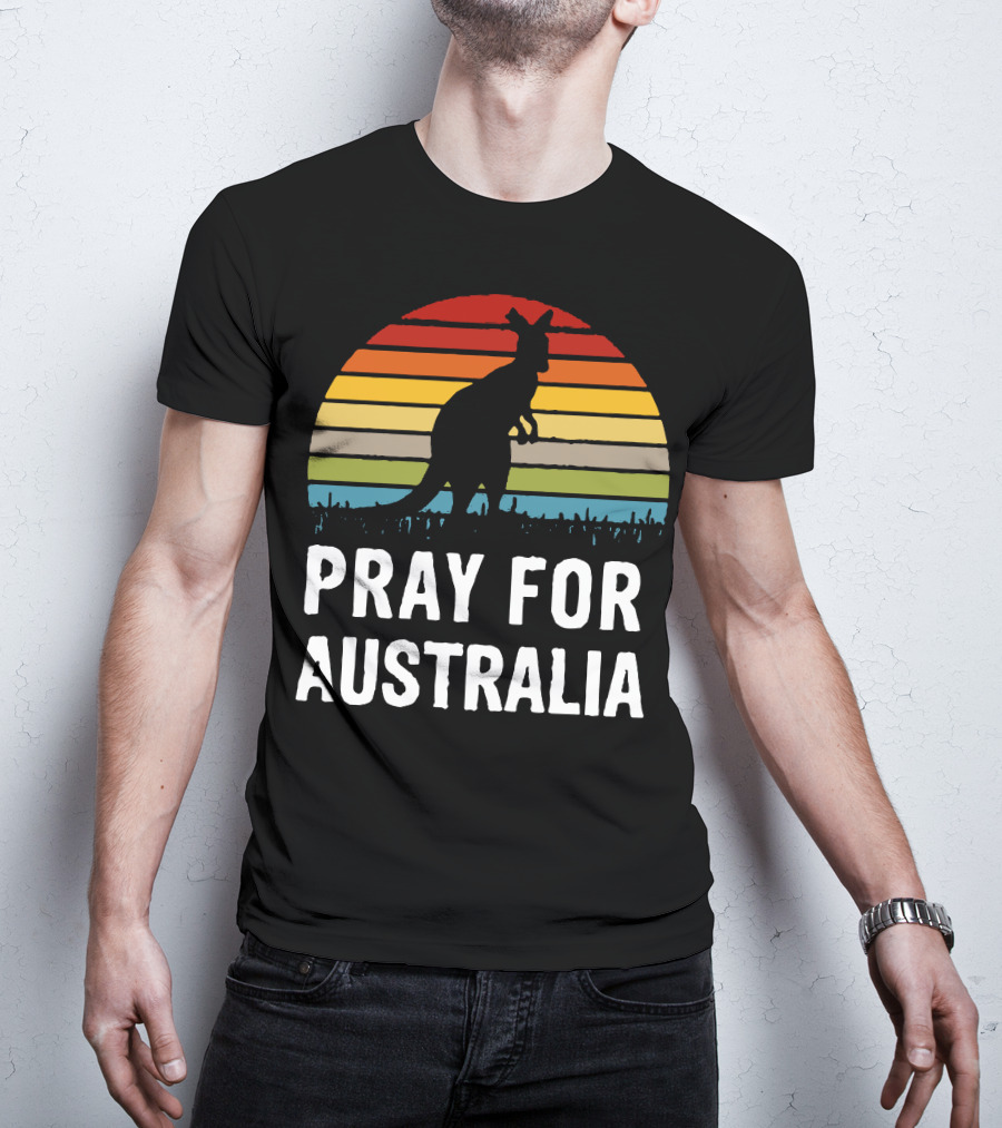 Pray For Australia Kangaroo Sunset T-Shirt