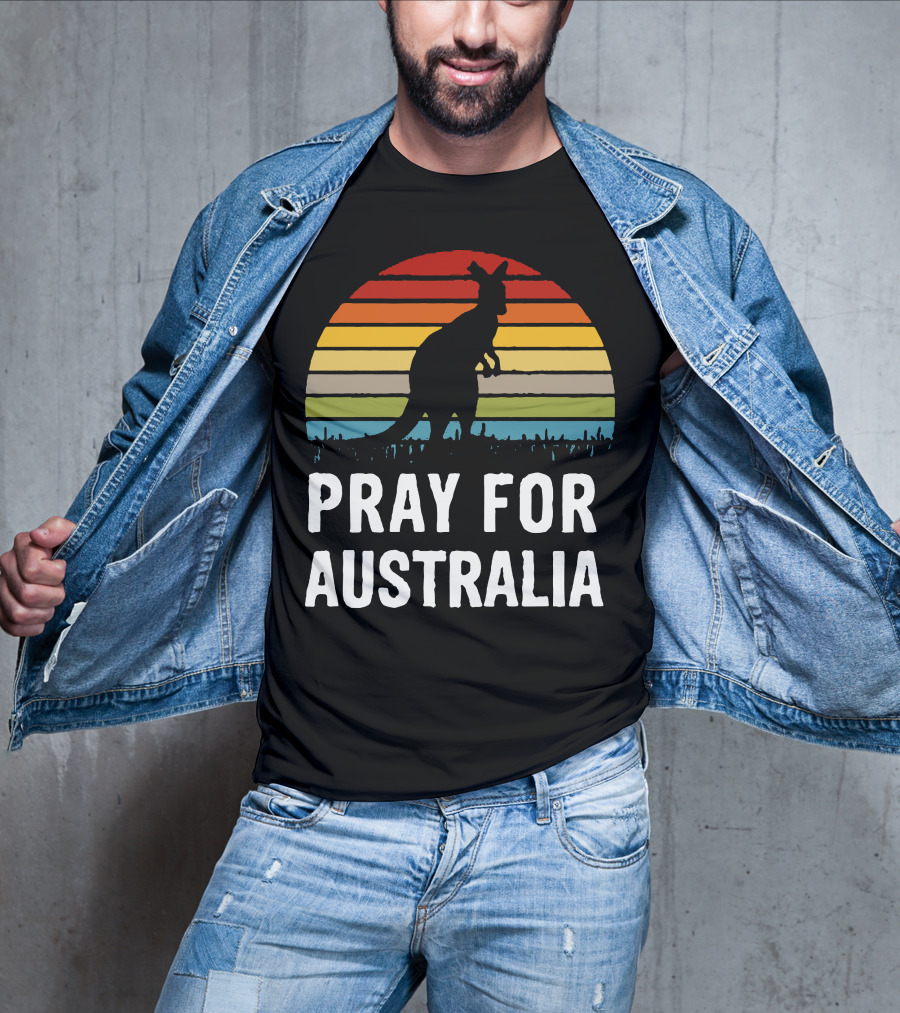 Pray For Australia Kangaroo Sunset T-Shirt