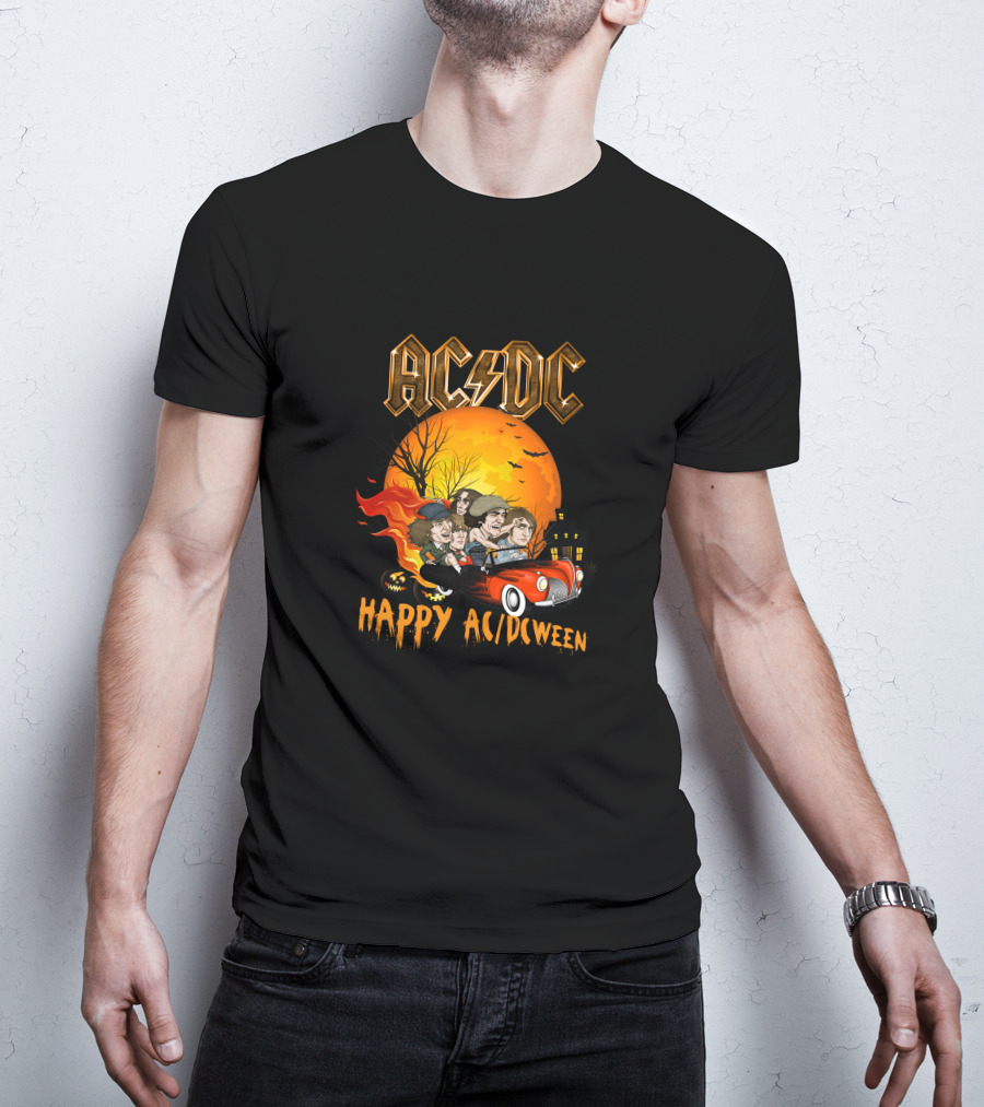 AC/DC Happy AC/DCween Halloween Theme Car And Moon Scene T-Shirt