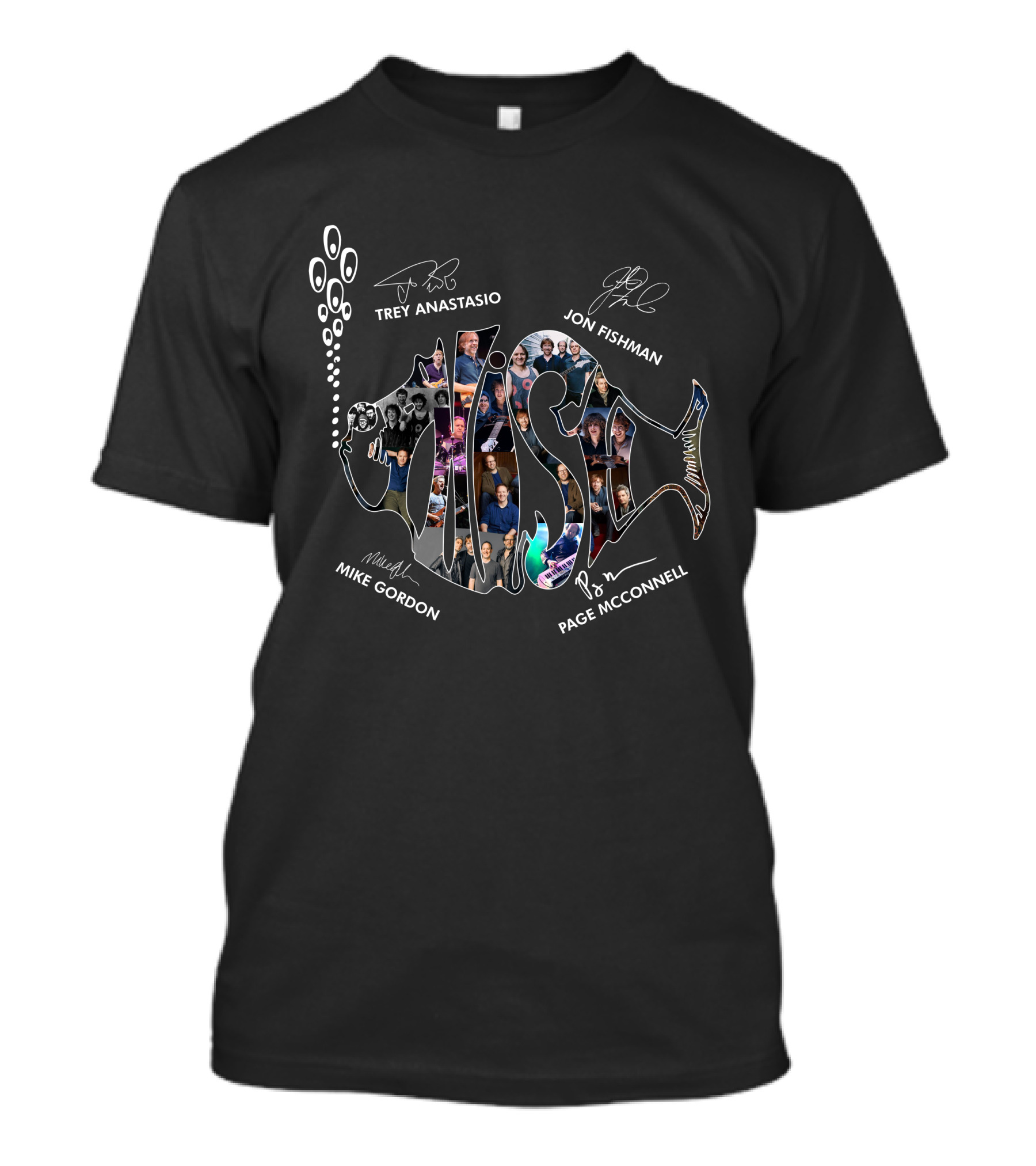 Phish Trey Anastasio Jon Fishman Mike Gordon Page McConnell Signatures Fish T-Shirt
