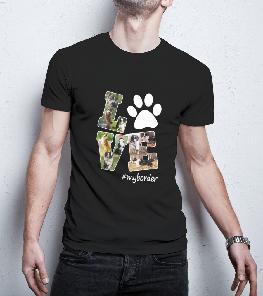 LOVE Paw Print Border Collie #myborder T-Shirt