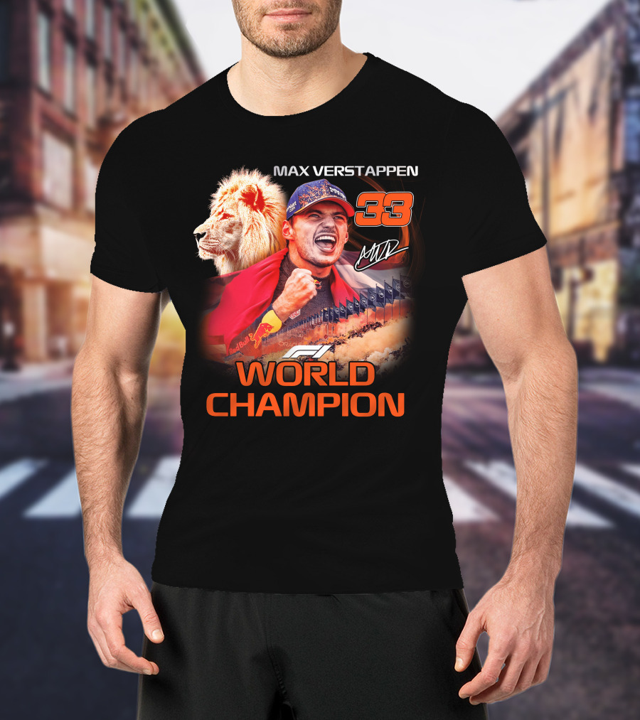 Max Verstappen 33 World Champion Felice Mav Lion F1 T-Shirt
