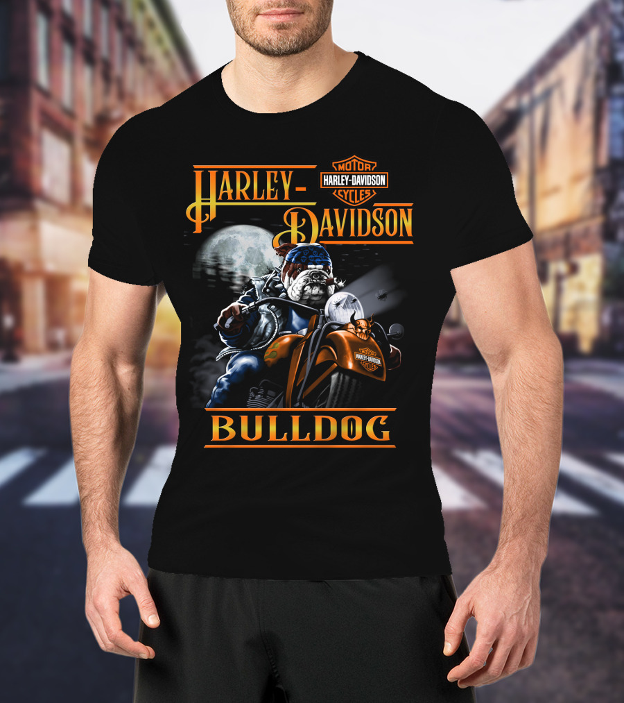 Harley Davidson Bulldog Moonlight Ride T-Shirt