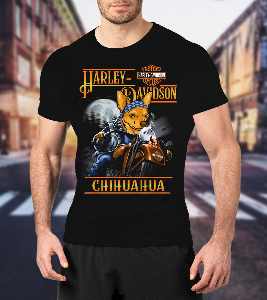 Harley Davidson Chihuahua Motorcycles Moon Rider T-Shirt