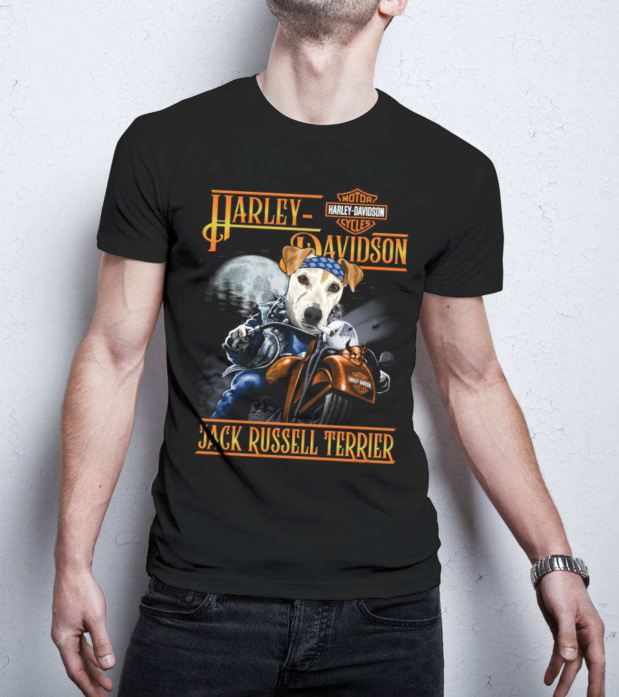 Harley Davidson Jack Russell Terrier Motorcycle Rider T-Shirt