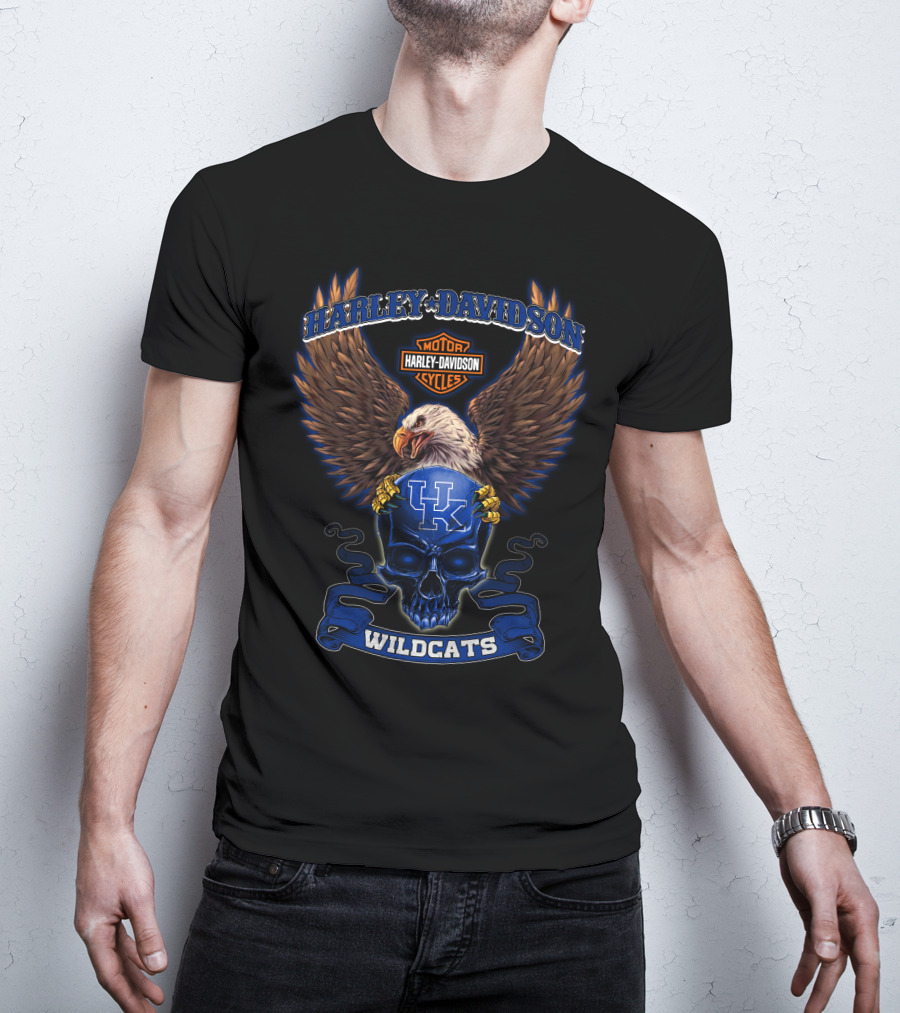 Harley Davidson Kentucky Wildcats Eagle Skull Hd03 Ncaa T-Shirt