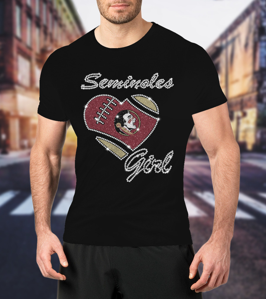 Seminoles Girl Heart Football T-Shirt