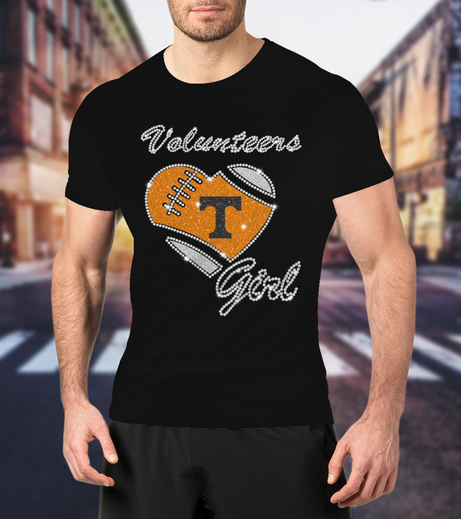 Volunteers Girl Heart Football T Tennessee Volunteers T-Shirt