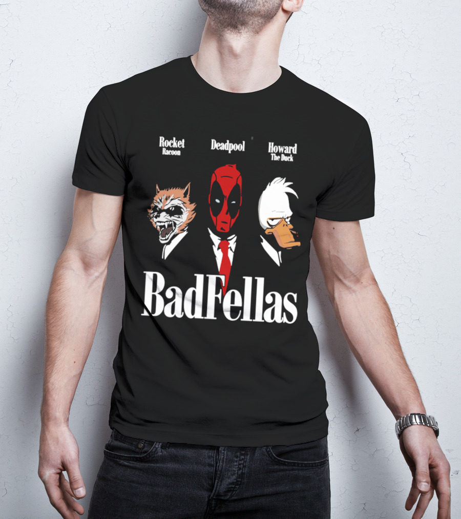Badfellas Rocket Raccoon Deadpool Howard The Duck T-Shirt