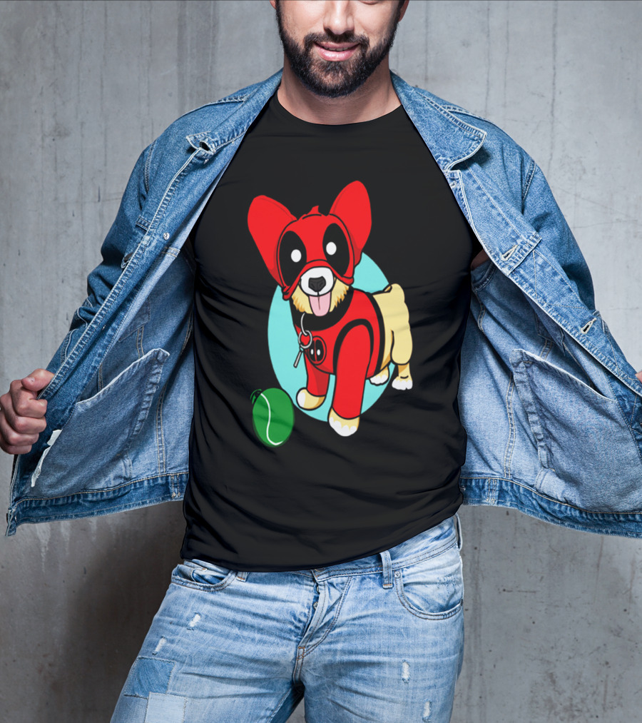 Corgi In Deadpool Costume With Tennis Ball T-Shirt