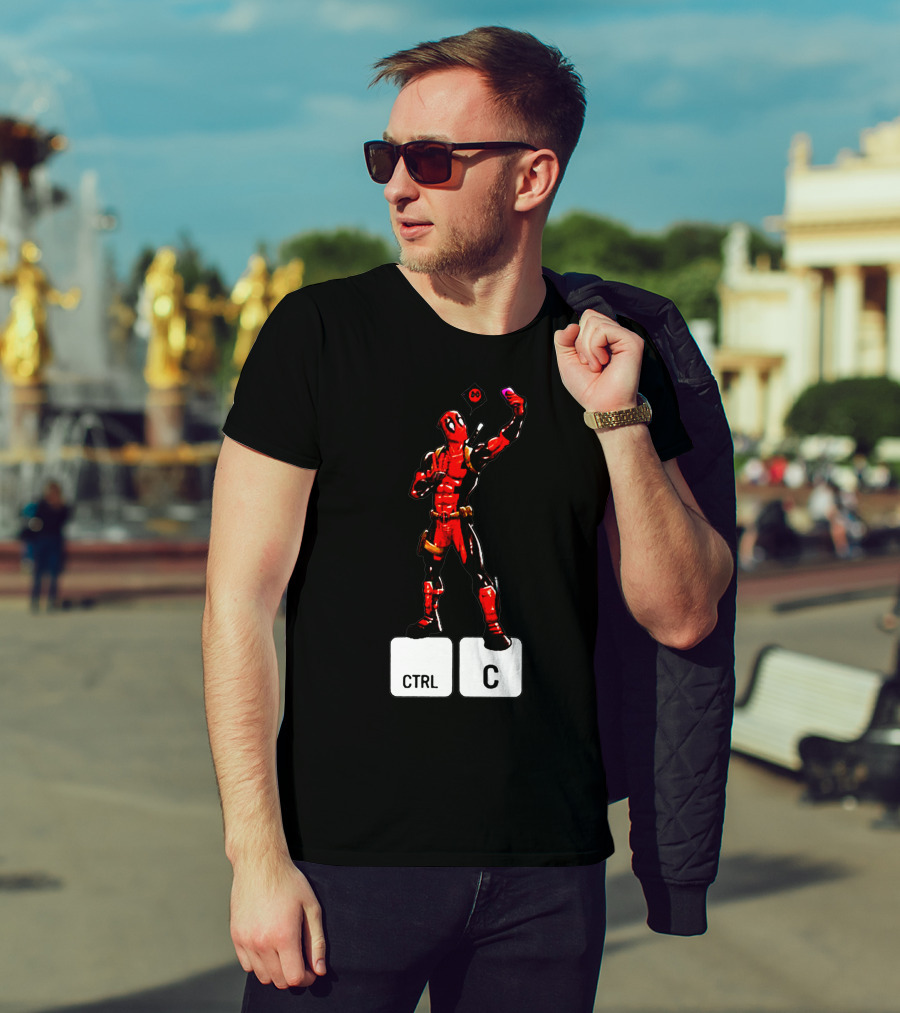 DEADPOOL CTRL C Keyboard Parody Selfie Gaming T-Shirt