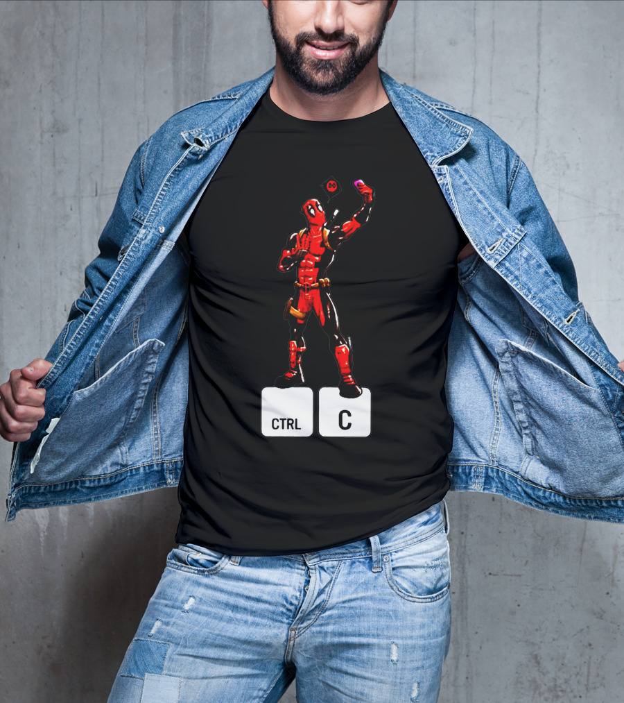 DEADPOOL CTRL C Keyboard Parody Selfie Gaming T-Shirt