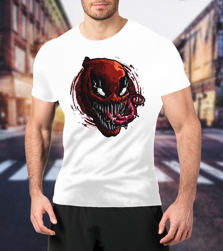 Deadpool Venom Hybrid Marvel Symbiote Face With Tongue And Teeth T-Shirt