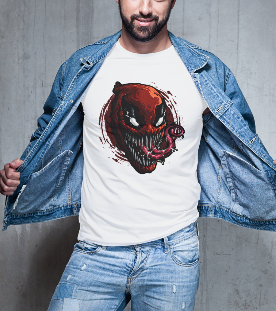 Deadpool Venom Hybrid Marvel Symbiote Face With Tongue And Teeth T-Shirt