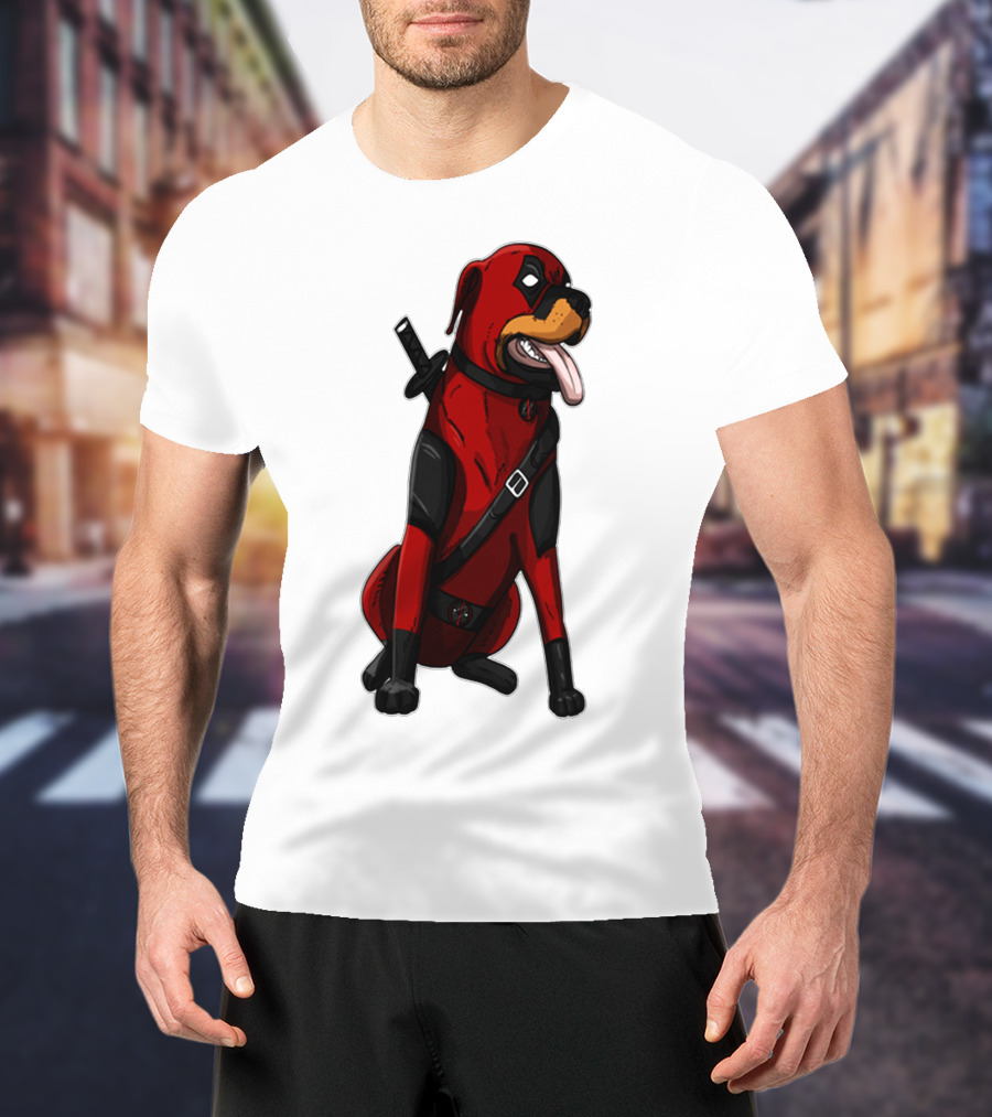 Deadpool Rottweiler Comic Style Crossover Superhero Dog T-Shirt