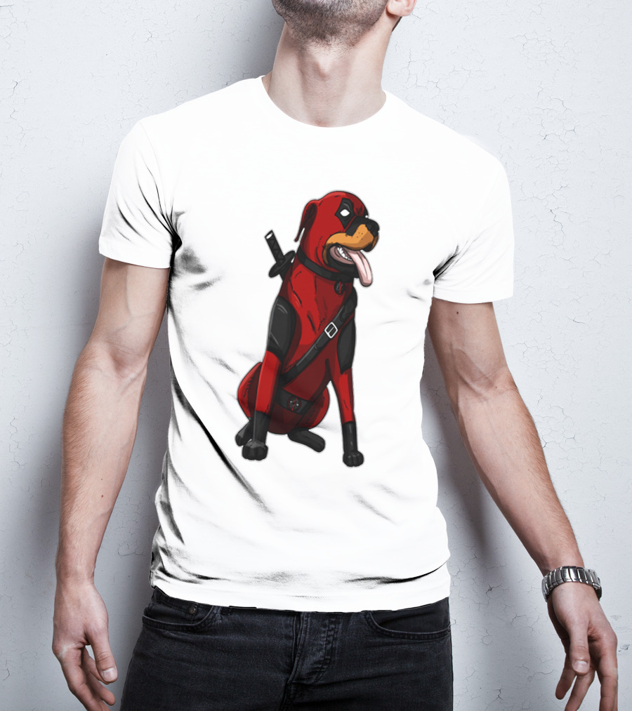 Deadpool Rottweiler Comic Style Crossover Superhero Dog T-Shirt