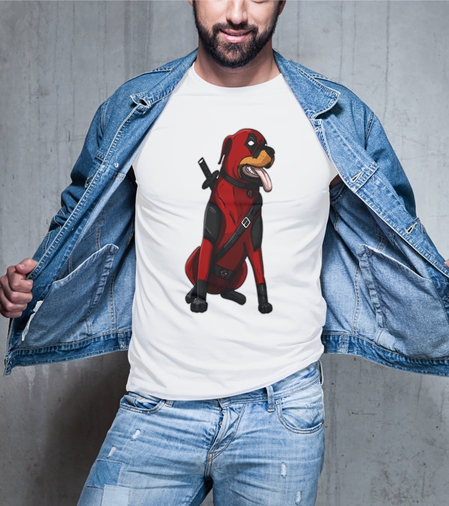 Deadpool Rottweiler Comic Style Crossover Superhero Dog T-Shirt