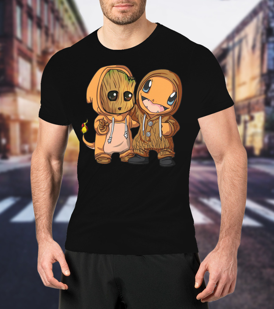 Groot And Charmander Crossover Hoodie Mashup T-Shirt
