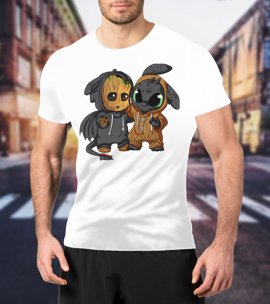 Groot And Toothless Crossover Hoodie Characters T-Shirt