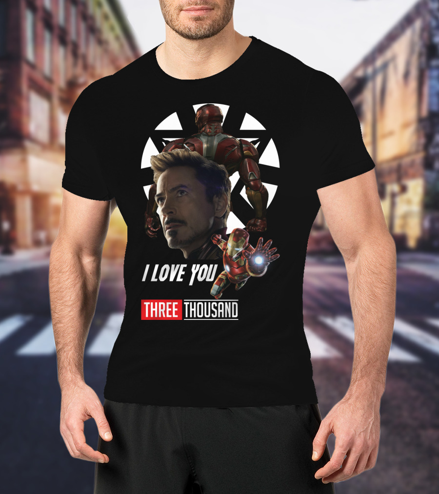 Avengers Iron Man I Love You Three Thousand Times Triangular Background T-Shirt