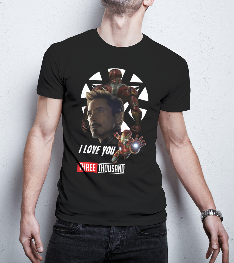 Avengers Iron Man I Love You Three Thousand Times Triangular Background T-Shirt
