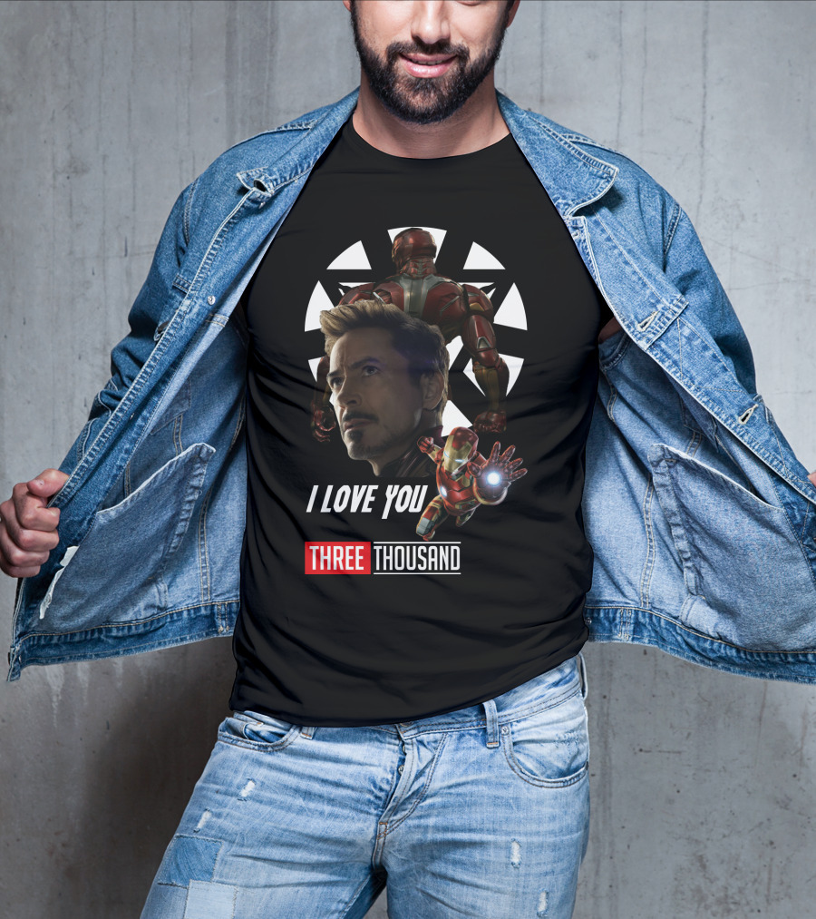 Avengers Iron Man I Love You Three Thousand Times Triangular Background T-Shirt