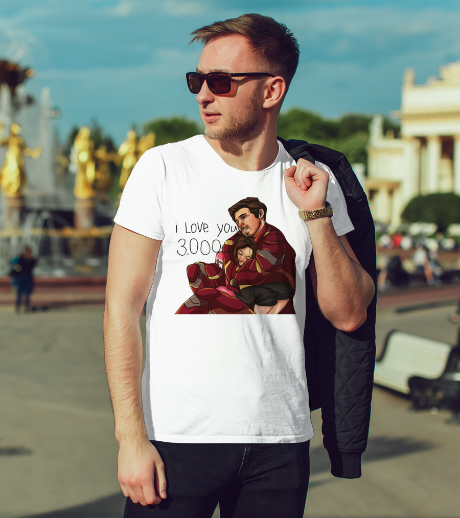 Avengers Iron Man Morgan Stark I Love You 3000 Dad Hug Marvel Reference T-Shirt