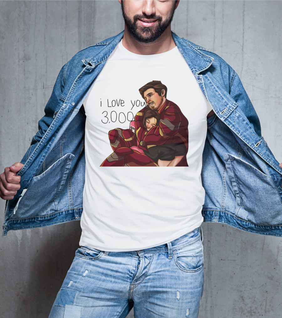 Avengers Iron Man Morgan Stark I Love You 3000 Dad Hug Marvel Reference T-Shirt