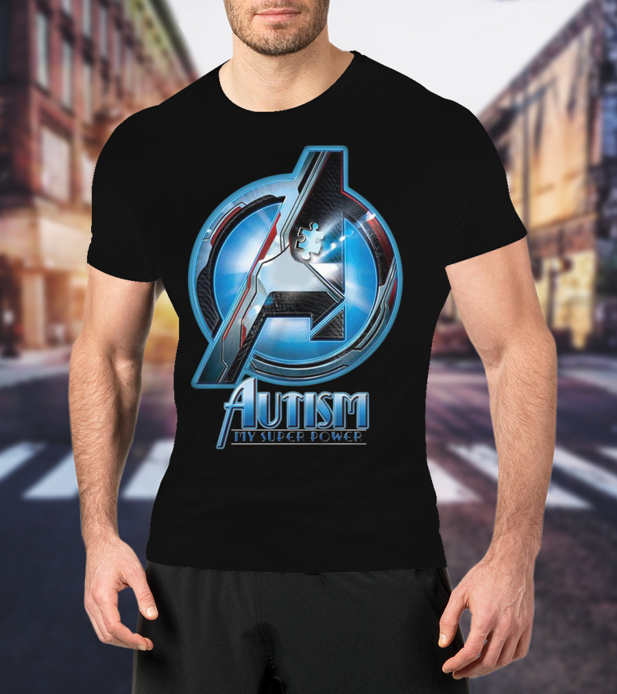 Autism My Super Power Avengers-Inspired Puzzle Piece T-Shirt