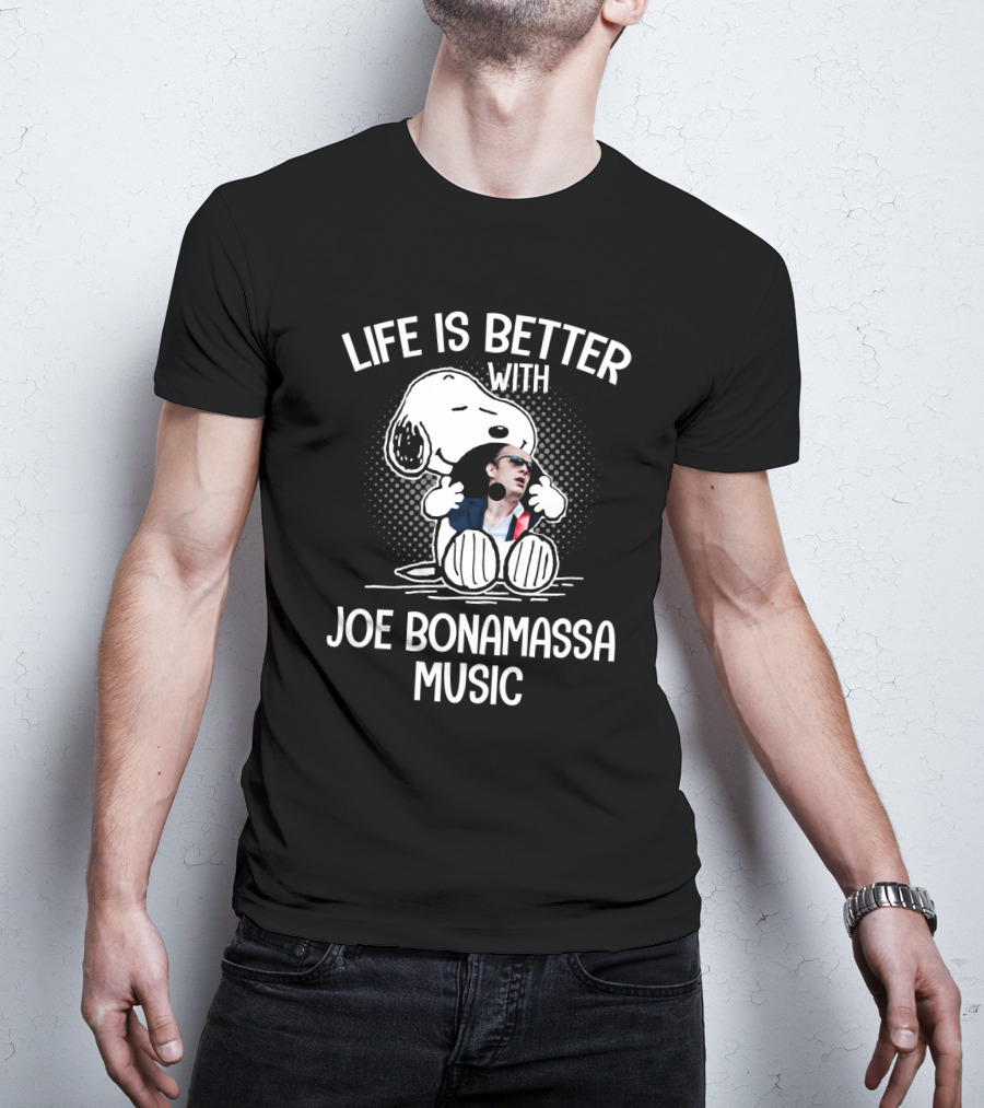 Life Is Better With Snoopy Embracing Joe Bonamassa Music T-Shirt