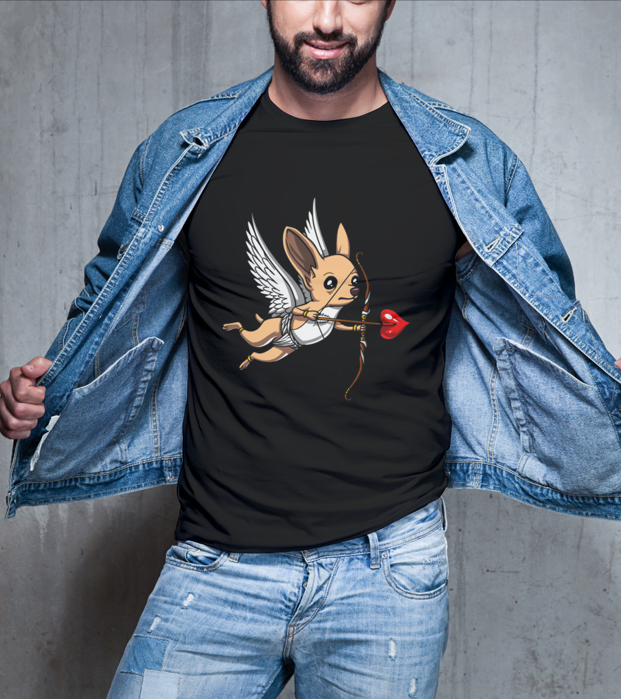 Chihuahua Cupid With Bow And Heart Arrow Wings T-Shirt