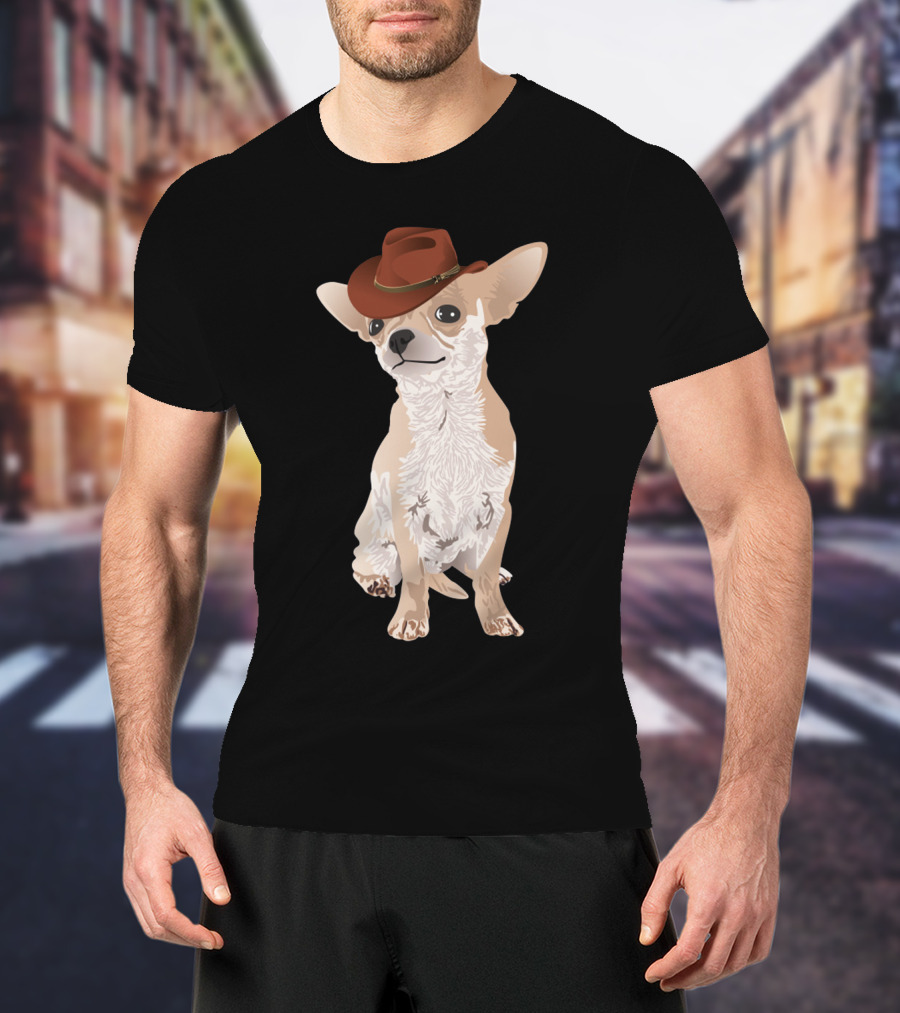 Chihuahua Cowboy With Brown Hat T-Shirt