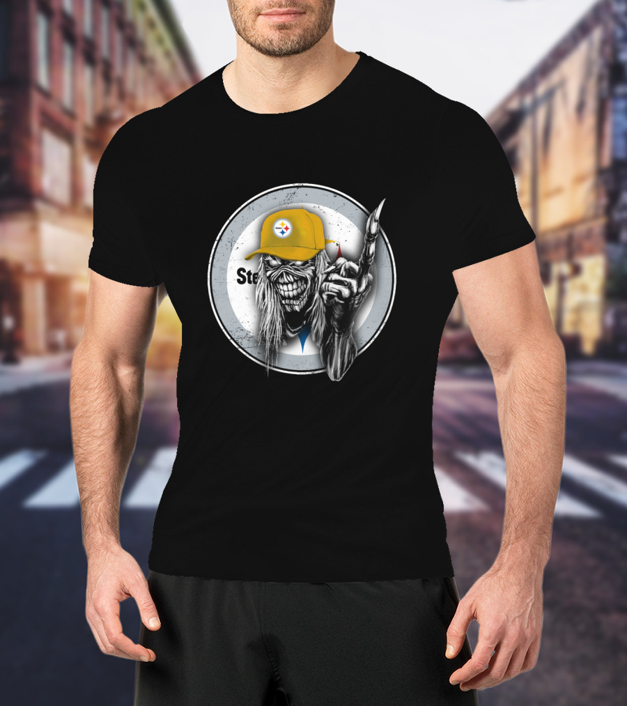 Pittsburgh Steelers Grim Reaper With Logo Cap T-Shirt