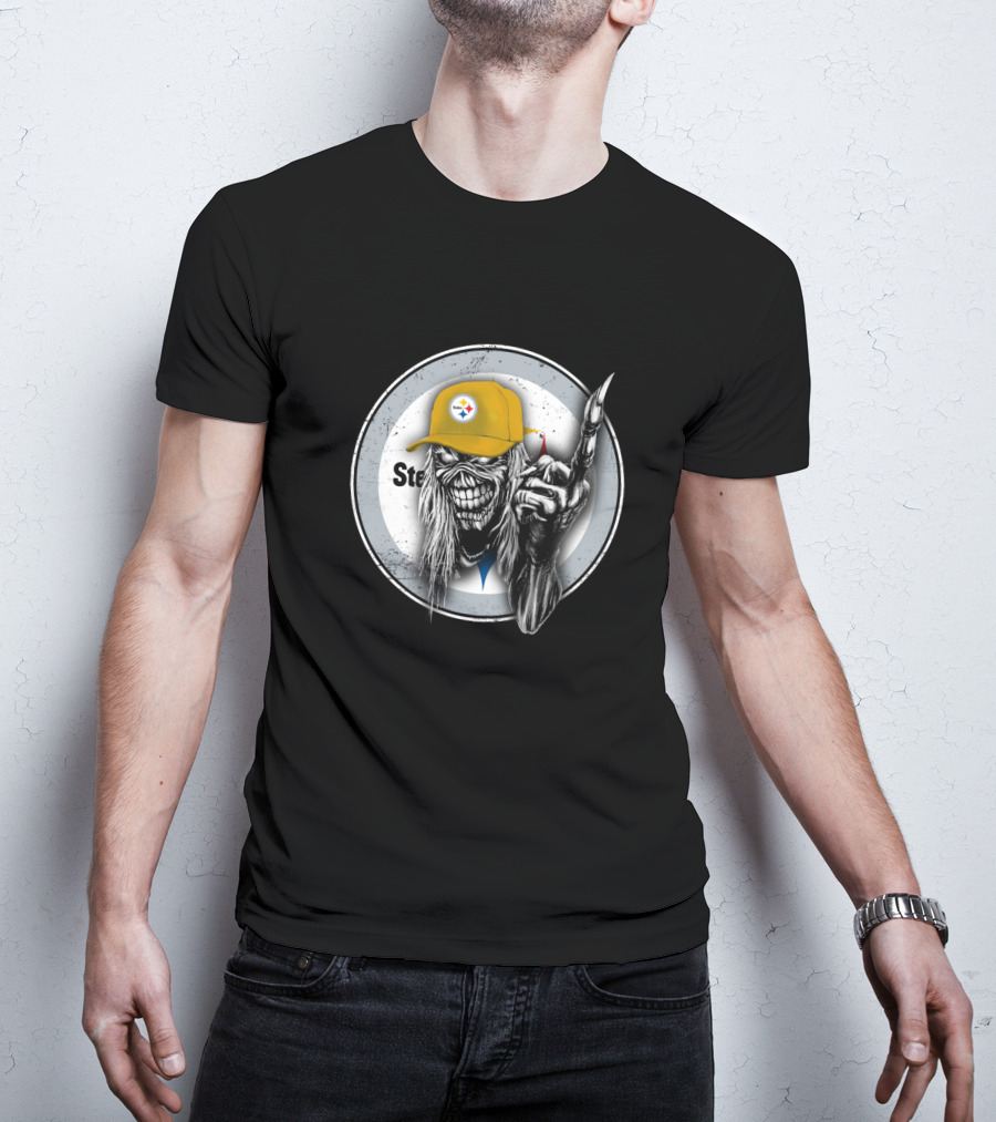Pittsburgh Steelers Grim Reaper With Logo Cap T-Shirt