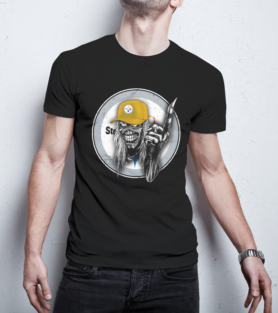 Pittsburgh Steelers Logo Grim Reaper Skeleton T-Shirt