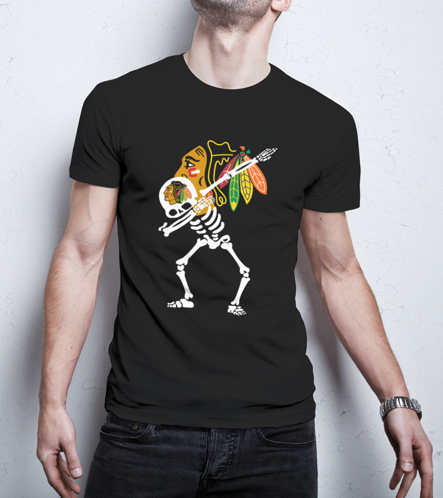 Chicago Blackhawks Skeleton Hockey Stick T-Shirt