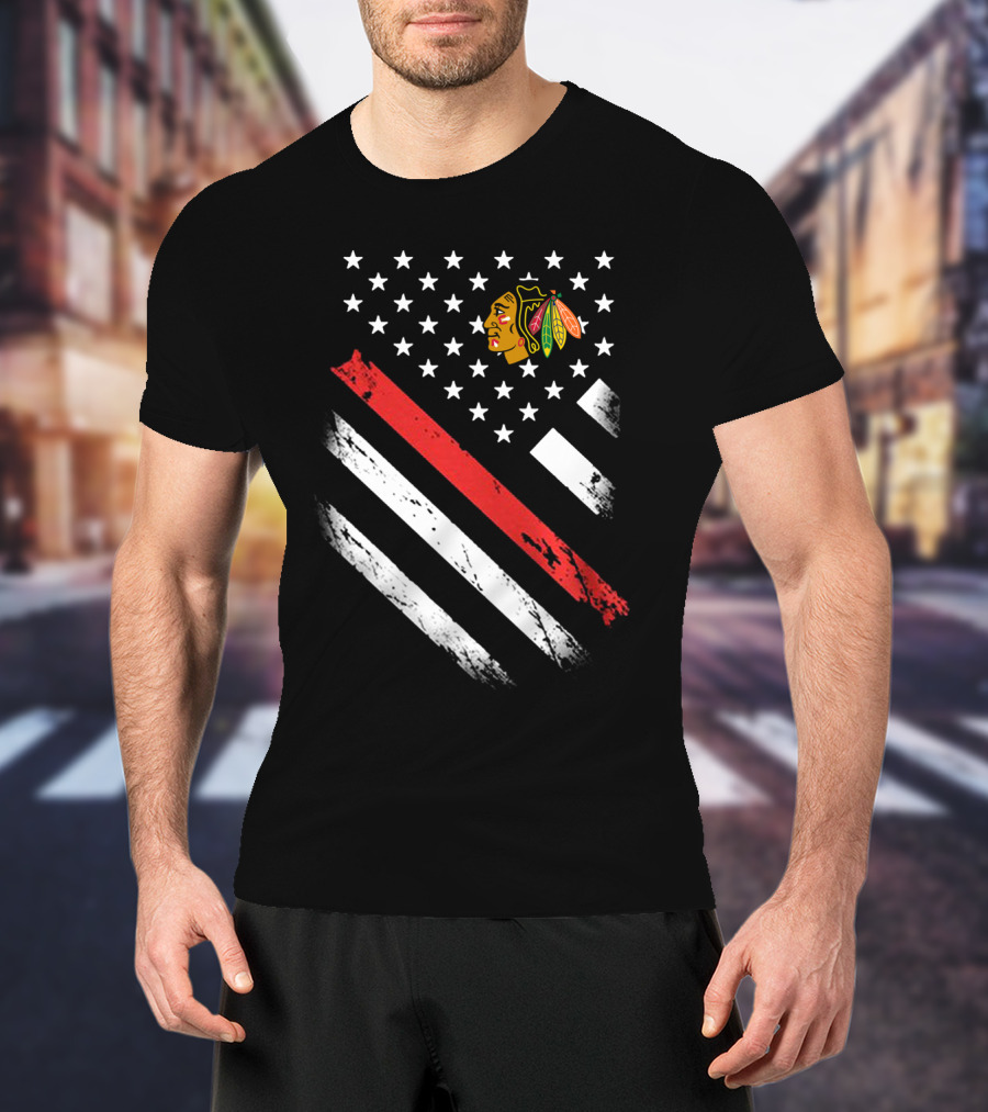 Chicago Blackhawks American Flag Stars And Stripes T-Shirt