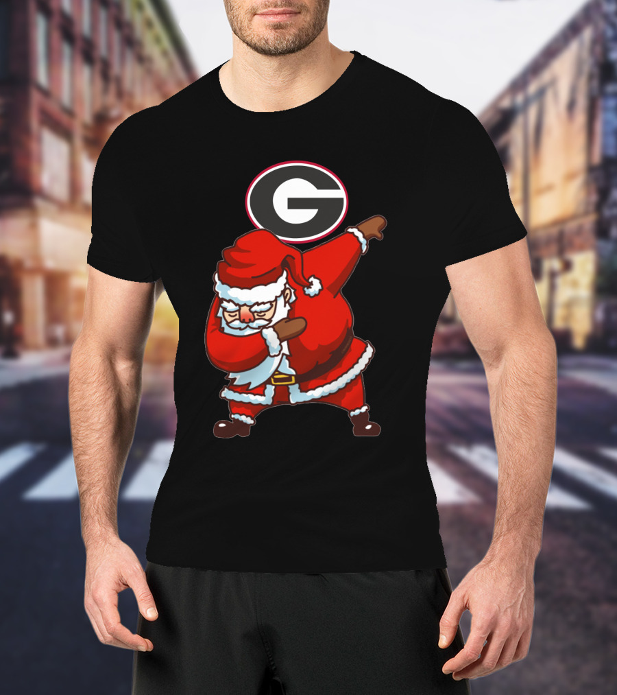 Georgia Bulldogs Santa Dab Logo Christmas Football T-Shirt