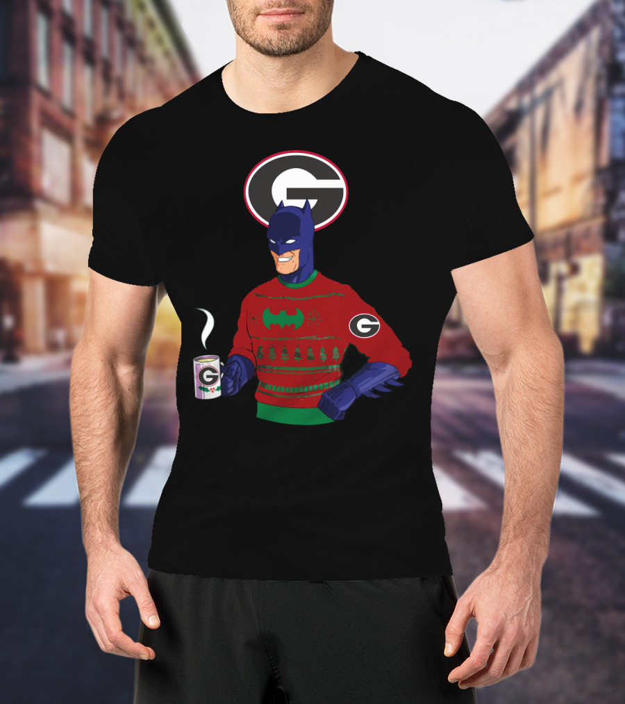 Georgia Bulldogs Batman Christmas Sweater With Logo And Coffee Mug T-Shirt