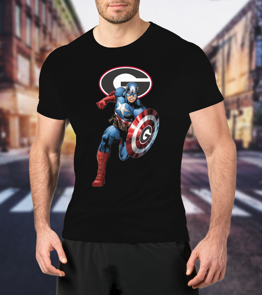 Georgia Bulldogs Football Superhero Shield T-Shirt