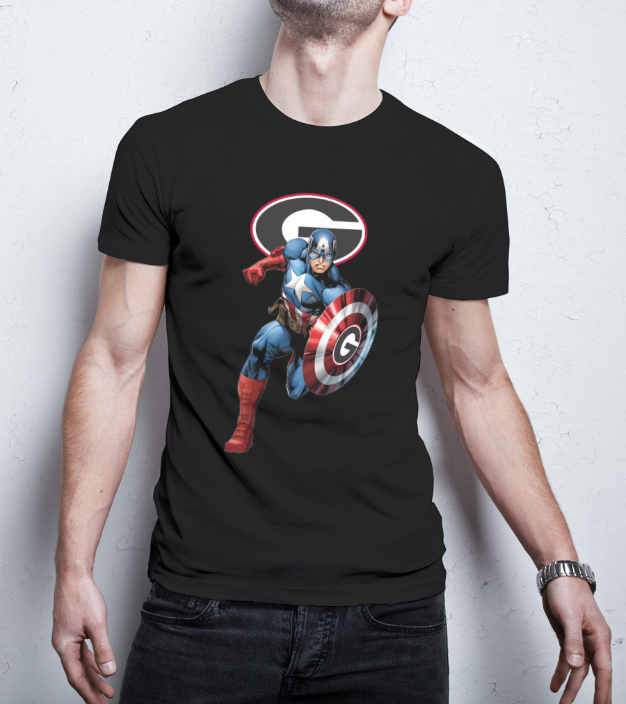 Georgia Bulldogs Football Superhero Shield T-Shirt