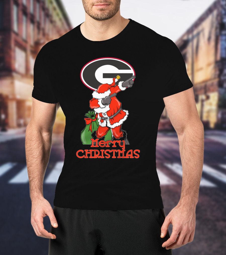 Georgia Bulldogs Merry Christmas Santa T-Shirt