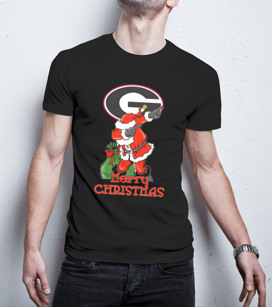Georgia Bulldogs Merry Christmas Santa T-Shirt